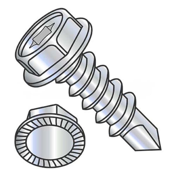 Usa Industrials Self-Drilling Screw, #10-16 x 1 in, Zinc Plated Steel Flange Hex Head External Hex Drive BULK-SCRW-11589 - main